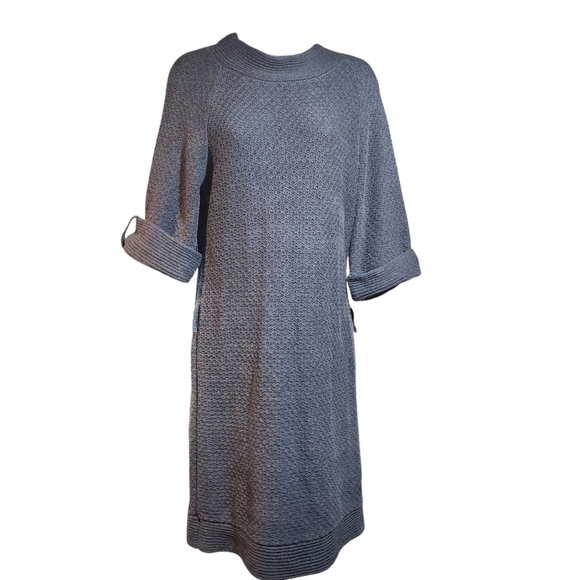 Yvos Womens Angora Rabbit Hair Blend Sweater Blue Grey Sheath Dress Size Large - Picture 1 of 10
